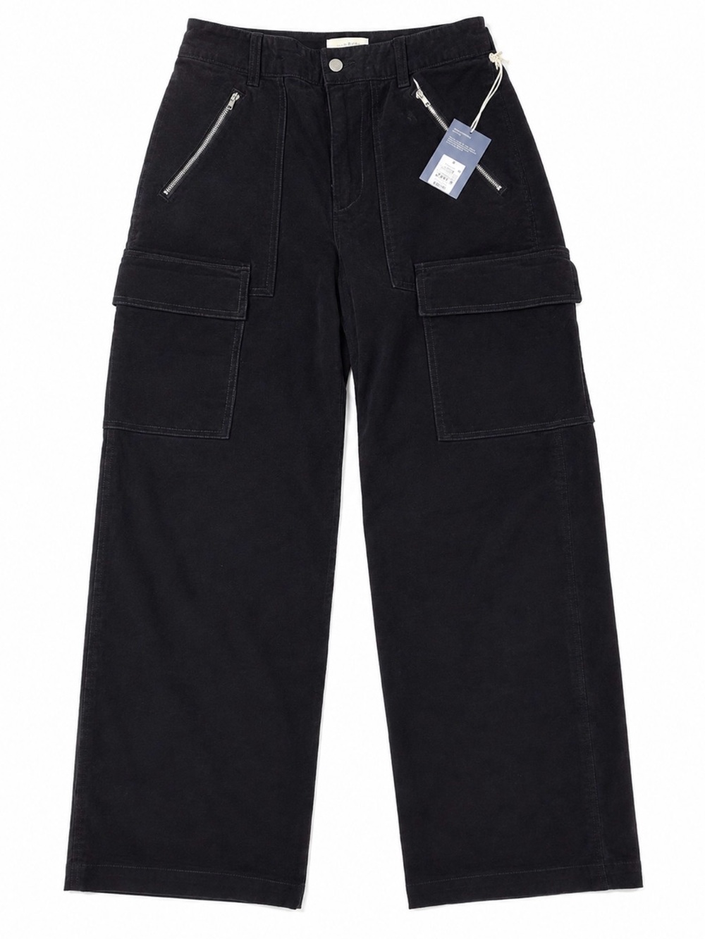 Universal Thread Womens Black Corduroy Cargo Pants Size 4 Wide Leg High Rise